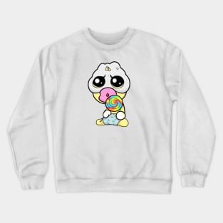 Cute Slluks character is ready for his rainbow candy illustration Crewneck Sweatshirt